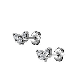 3 Steine V-Shape, CZ weiss, 6 x 5 mm, Chirurgenstahl