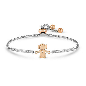 Milleluci Refined Bracciale, Bambina, CZ bianco, 19 cm, placcato oro rosa