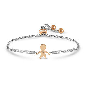 Milleluci Refined Armband, Junge, CZ weiss, 19 cm, rosévergoldet