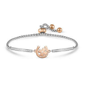 Milleluci Beloved Armband, Hufeisen mit Kleeblatt, 19 cm, rosévergoldet