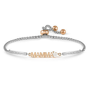 Milleluci Family Bracelet, Mamma, ZC blanc, 19 cm, plaqué or rose