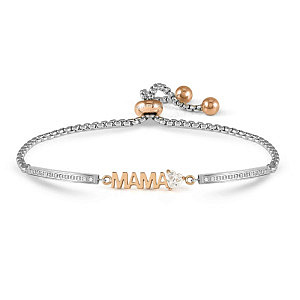 Milleluci Family Bracelet, Mama, ZC blanc, 19 cm, plaqué or rose