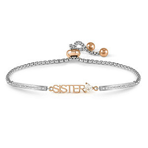 Milleluci Family Bracelet, Sister, ZC blanc, 19 cm, plaqué or rose