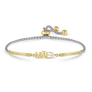 Milleluci Family Bracelet, Mãe, ZC blanc, 19 cm, plaqué or