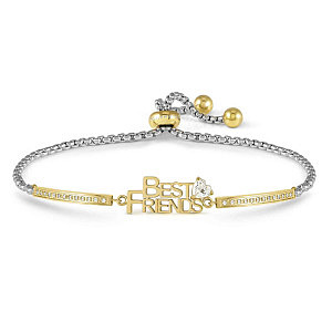 Milleluci Family Bracelet, Best Friends, ZC blanc, 19 cm, plaqué or