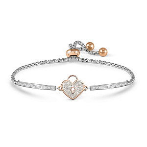 Milleluci Beloved Armband, Herz mit Schloss, 19 cm, rosévergoldet