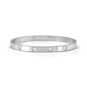 Pretty Bangles Satinshine Bracelet, 6 Cœurs, ZC blanc, Satin Finish, diverses tailles