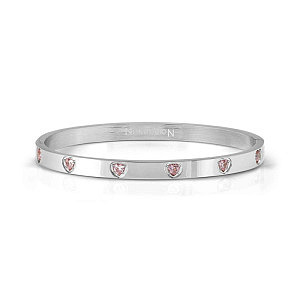 Pretty Bangles Satinshine Bracelet, 6 Cœurs, ZC rose, Satin Finish, diverses tailles