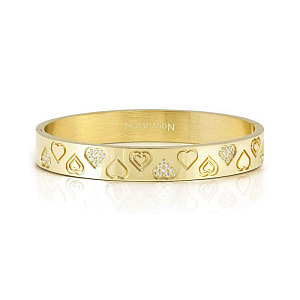 Pretty Bangles Satinshine Bracelet, Cœurs en ZC blanc et pavé blanc, Satin Finish, diverses tailles