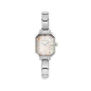 Paris Orologio, Quadrante rettangolare, Marmo bianco