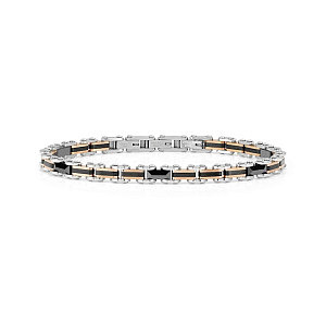 Virtus Code Bracciale, Nero / Oro Rosa, 21 cm