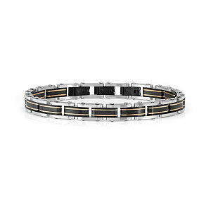 Virtus Code Bracciale, Nero / Oro Rosa, 21 cm