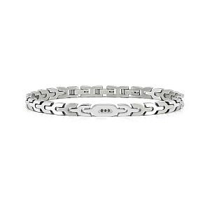 Virtus Code Bracciale, 3 Diamanti, nero, 21 cm