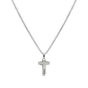 Virtus Code Collana, Croce, 3 Diamanti, nero, 50 cm