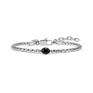 Bold Steel Armband, Achat schwarz, 22 cm
