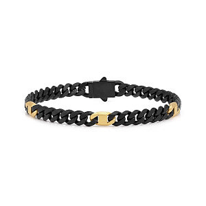Bold Steel Armband, Panzerkette, Schwarz / Gold, diverse Grössen