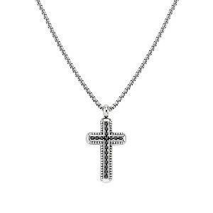 Bold Steel Halskette, Kreuz, CZ schwarz, 55 cm