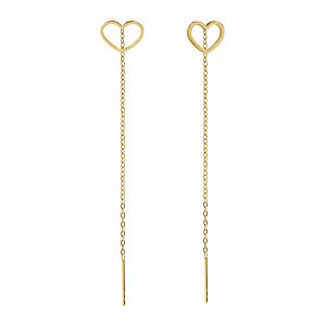 Ritmatika Boucle d'oreilles pendantes, Cœur, 7 cm, plaqué or