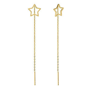 Ritmatika Boucle d'oreilles pendantes, Étoile, 7 cm, plaqué or