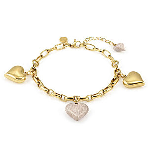 Wear&Style Armband, Herzen, 1 Anhänger in Email, 21 cm, vergoldet