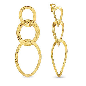 Wear&Style Boucle d'oreilles pendantes, Chaîne martelée, 5.5 cm, plaqué or