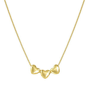 Armonica Collana, 3 Cuori, 42 cm, placcato oro