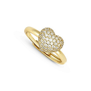 Lifepoetry Anello, Cuore, Pavé bianchi, One Size: 11 - 17, placcato oro