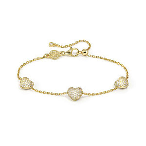 Lifepoetry Armband, Herz, Pavé weiss, 19 cm, vergoldet