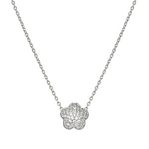 Lifepoetry Halskette, Blume, Pavé weiss, 49 cm
