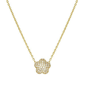 Lifepoetry Halskette, Blume, Pavé weiss, 49 cm, vergoldet