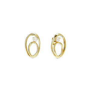 My Rebel Art Boucles d'oreilles, Oval, ZC blanc, 1.43 x 2.3 cm, plaqué or