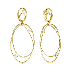 My Rebel Art Boucles d'oreilles, Oval, ZC blanc, 3.9 x 8.3 cm, plaqué or
