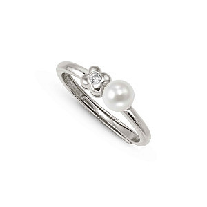 Pearls Loop Anello, Quadrifoglio, Perla bianco, One Size: 11 - 17