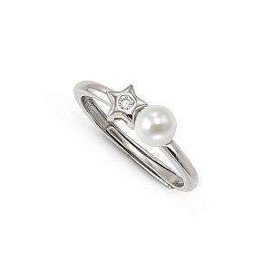 Pearls Loop Anello, Stella, Perla bianco, One Size: 11 - 17