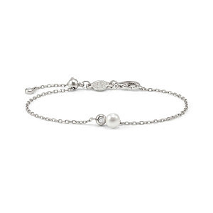 Pearls Loop Bracciale, Tondo, Perla bianco, 18 cm