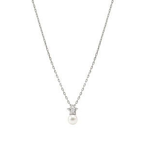 Pearls Loop Collana, Stella, Perla bianco, 44 cm