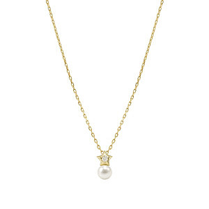 Pearls Loop Collana, Stella, Perla bianco, 44 cm, placcato oro
