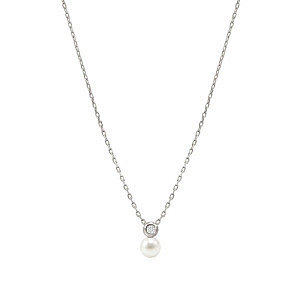 Pearls Loop Collana, Tondo, Perla bianco, 44 cm
