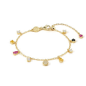 Precious Moves Bracelet, Oval, divers pendentifs, 19 cm, plaqué or