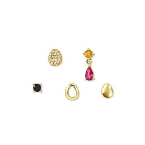Precious Moves Boucles d'oreilles, Oval, Set de 5 motifs, plaqué or