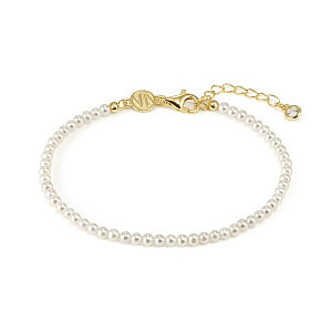 Siren Dream Bracciale, Perla bianco, ricco, 19 cm, placcato oro