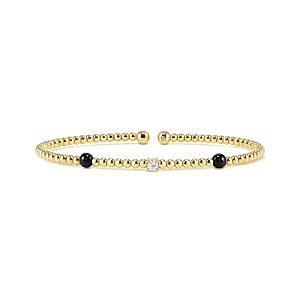 Siren Dream Bracelet, Agate noir, Ø 5.8 cm, plaqué or