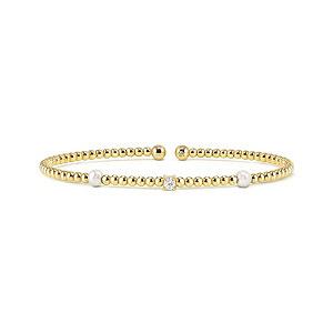 Siren Dream Bracciale, Perla bianco, Ø 5.8 cm, placcato oro