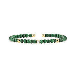 Siren Dream Bracciale, Malchite verde, CZ bianco, Ø 5.8 cm, placcato oro