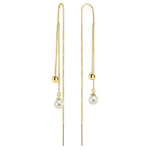 Siren Dream Boucle d'oreilles pendantes, Boule, Perle blanche, 7.5 cm, plaqué or