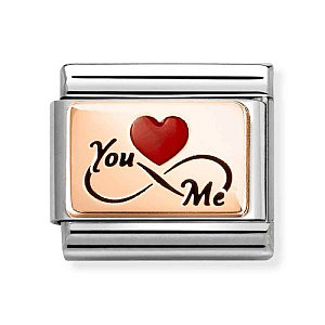 Rosegold Plate, You & Me, Infinity mit rotem Herz
