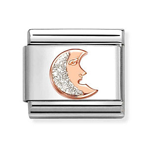 Rosegold Symbole, Mond, Glitzer weiss