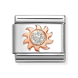 Rosegold Symbole, Sonne, Glitzer weiss