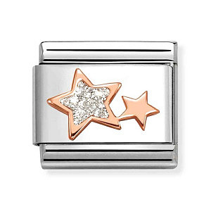 Rosegold Symbole, Sterne, Glitzer weiss