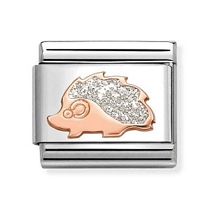 Rosegold Symbole, Igel, Glitzer weiss